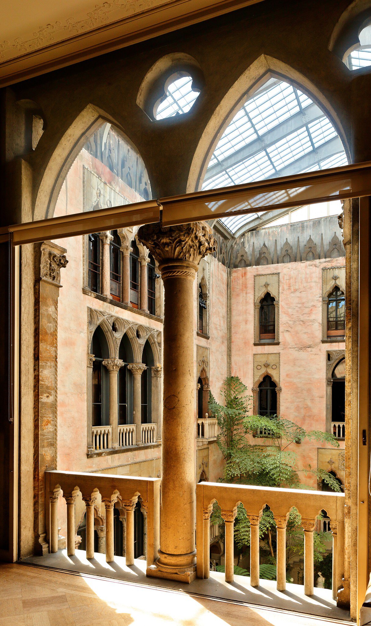View from a balcony of the Isabella Stewart Gardner Museum in Boston, Massachusetts.