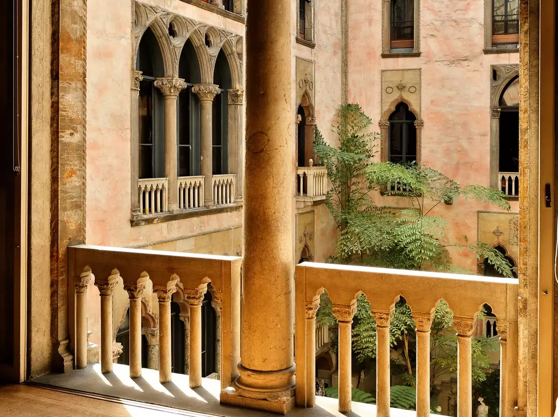 View from a balcony of the Isabella Stewart Gardner Museum in Boston, Massachusetts.