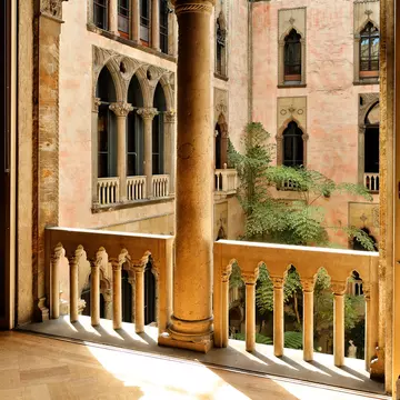 View from a balcony of the Isabella Stewart Gardner Museum in Boston, Massachusetts.