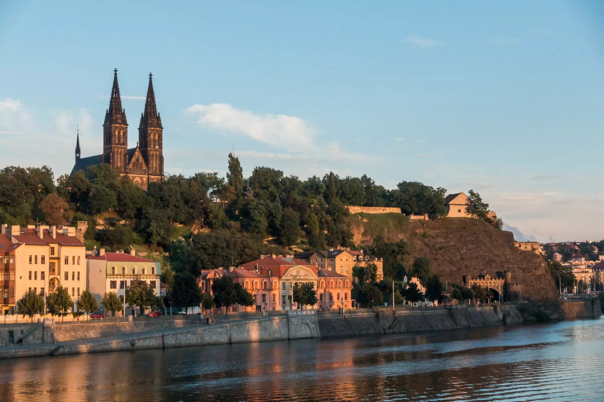 The historical fort of Vyšehrad at sunset
