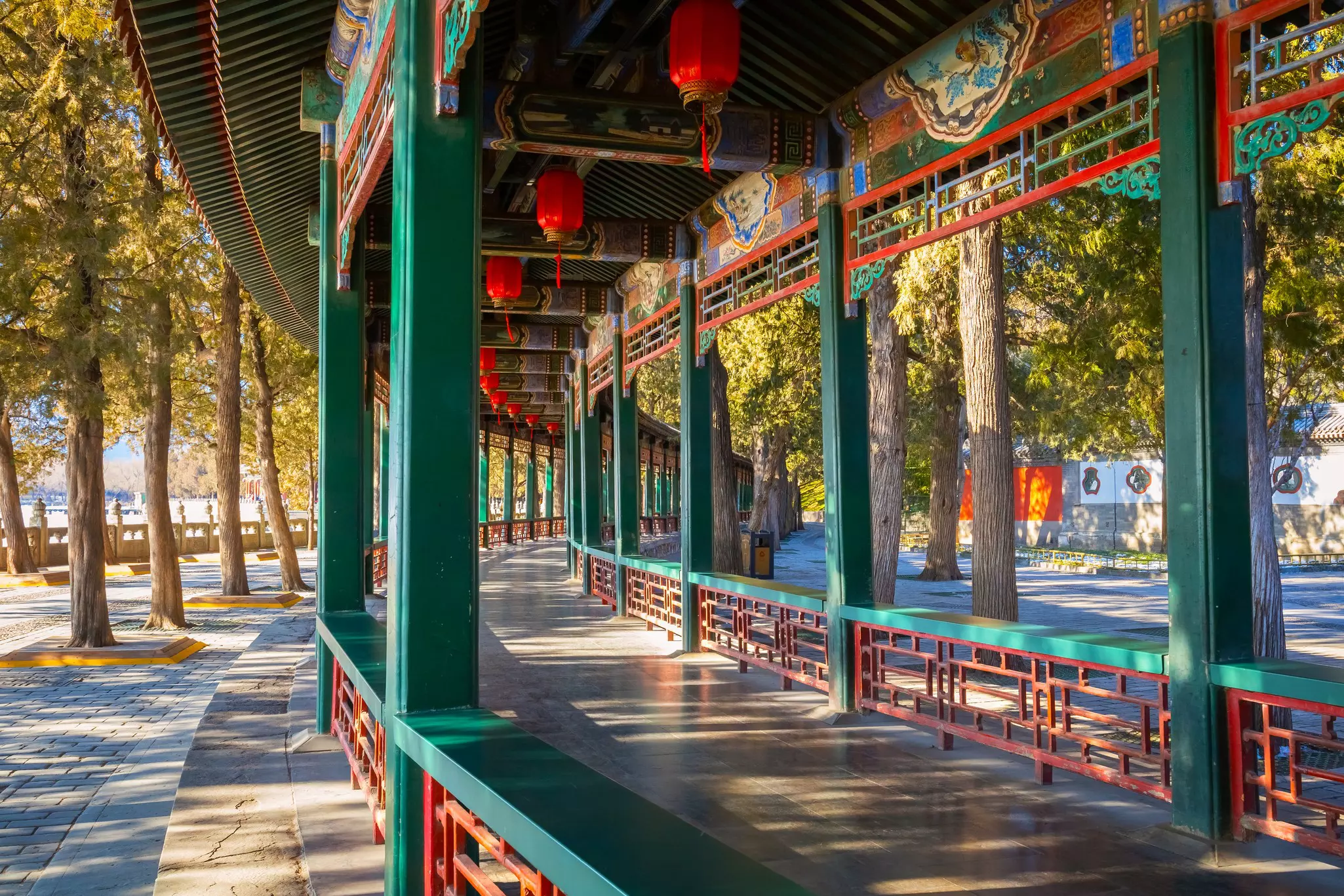 A view along the Long Corridor at the Summer Palace in Beijing, China.