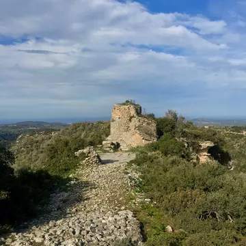 The Eleftherna (Apollonia) archaeological site, known as the 'heart of Crete', looks over the horizon on a sunny day.