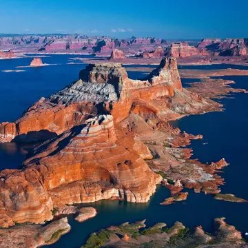 Lake Powell
Aerial View; Arizona; Canyon; Cloud - Sky; Color Image; Day; Geology; Glen Canyon; Glen Canyon National Recreation Area; Gunsight Butte; Horizontal; Lake Powell; Nature; No People; Outdoors; Page - Arizona; Photography; Physical Geography; Rock - Object; Rock Formation; sceics; Scenics; Sky; Tranquility; Travel Destinations; USA; Valley;
