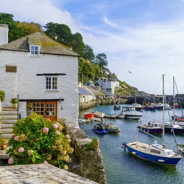 The fishing port of the village Polperro in Cornwall. RnDmS/Shutterstock