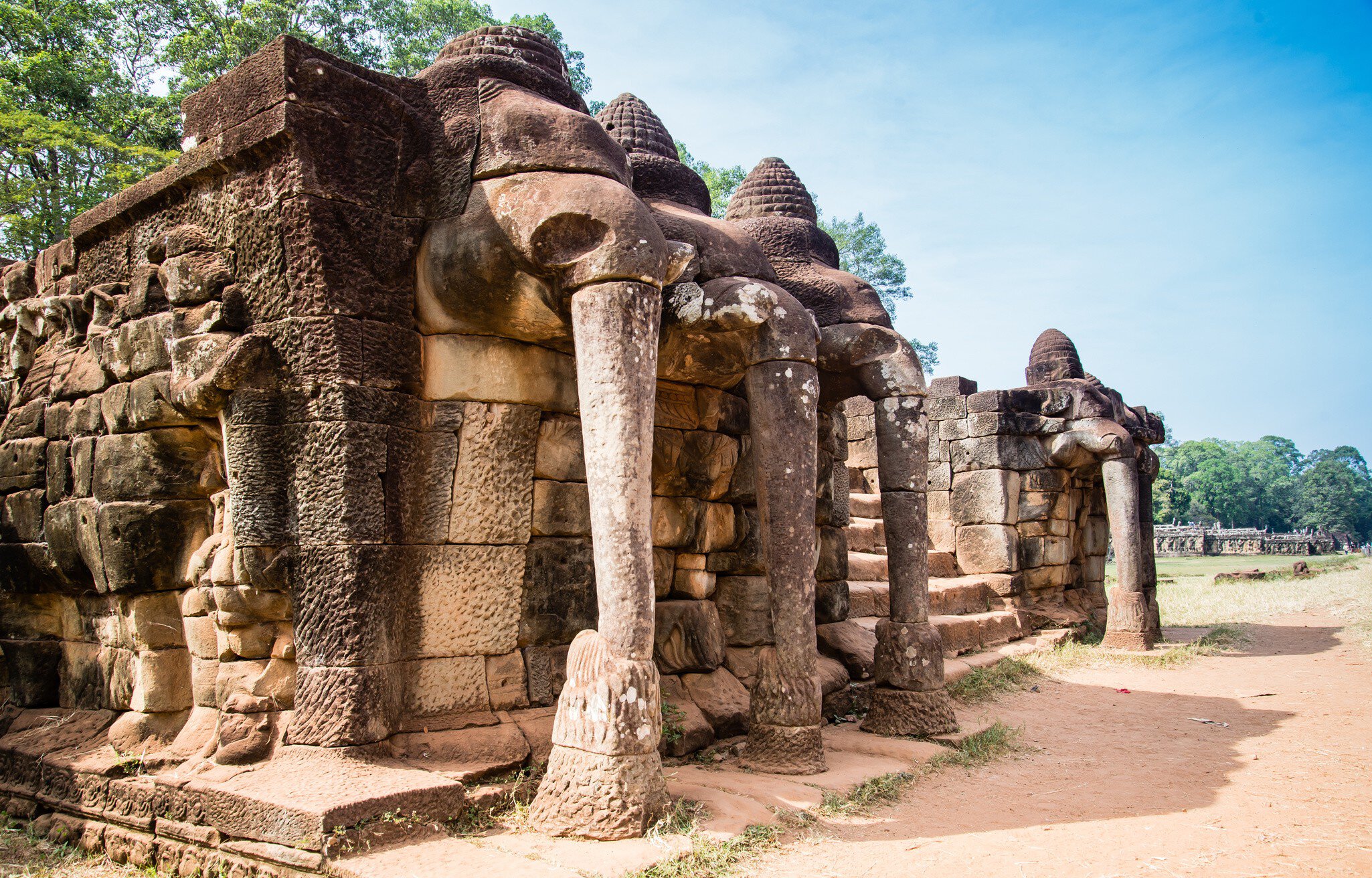 Terrace of the Elephants in Angkor Thom, a ruined temple complex in Siem Reap.
