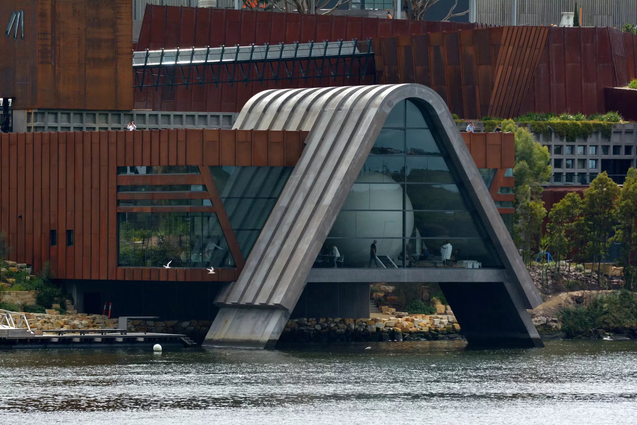View of the Mona Museum of Old and New Art in Hobart, Tasmania, Australia.