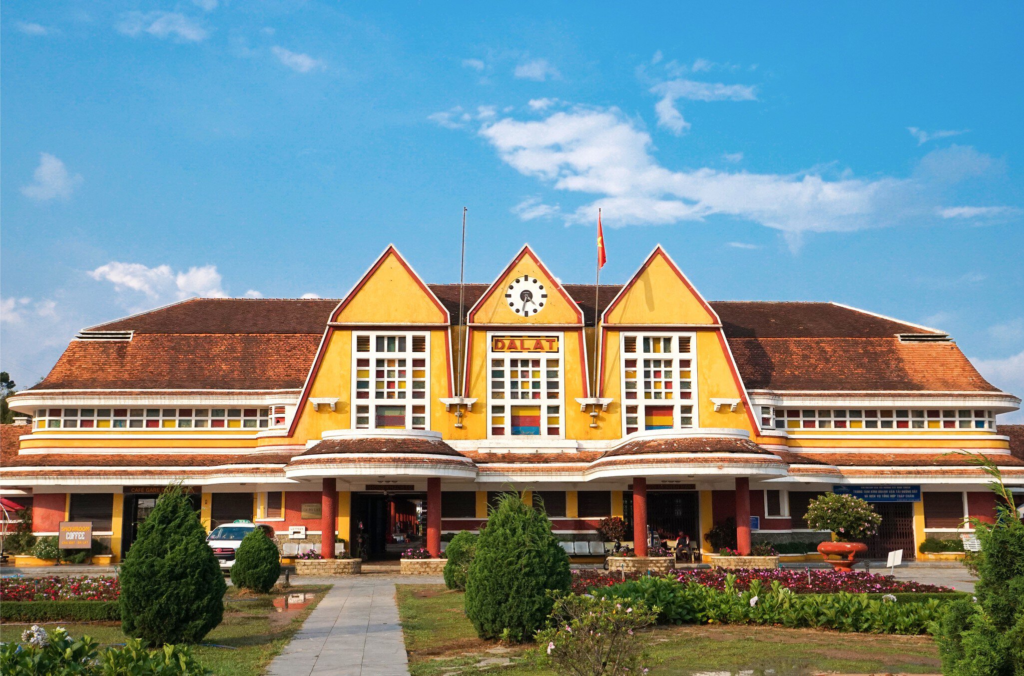 Exterior of the Dalat railway station in Dalat, Vietnam.