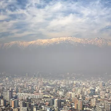 birdeye view of Andes and Santiago, Chile