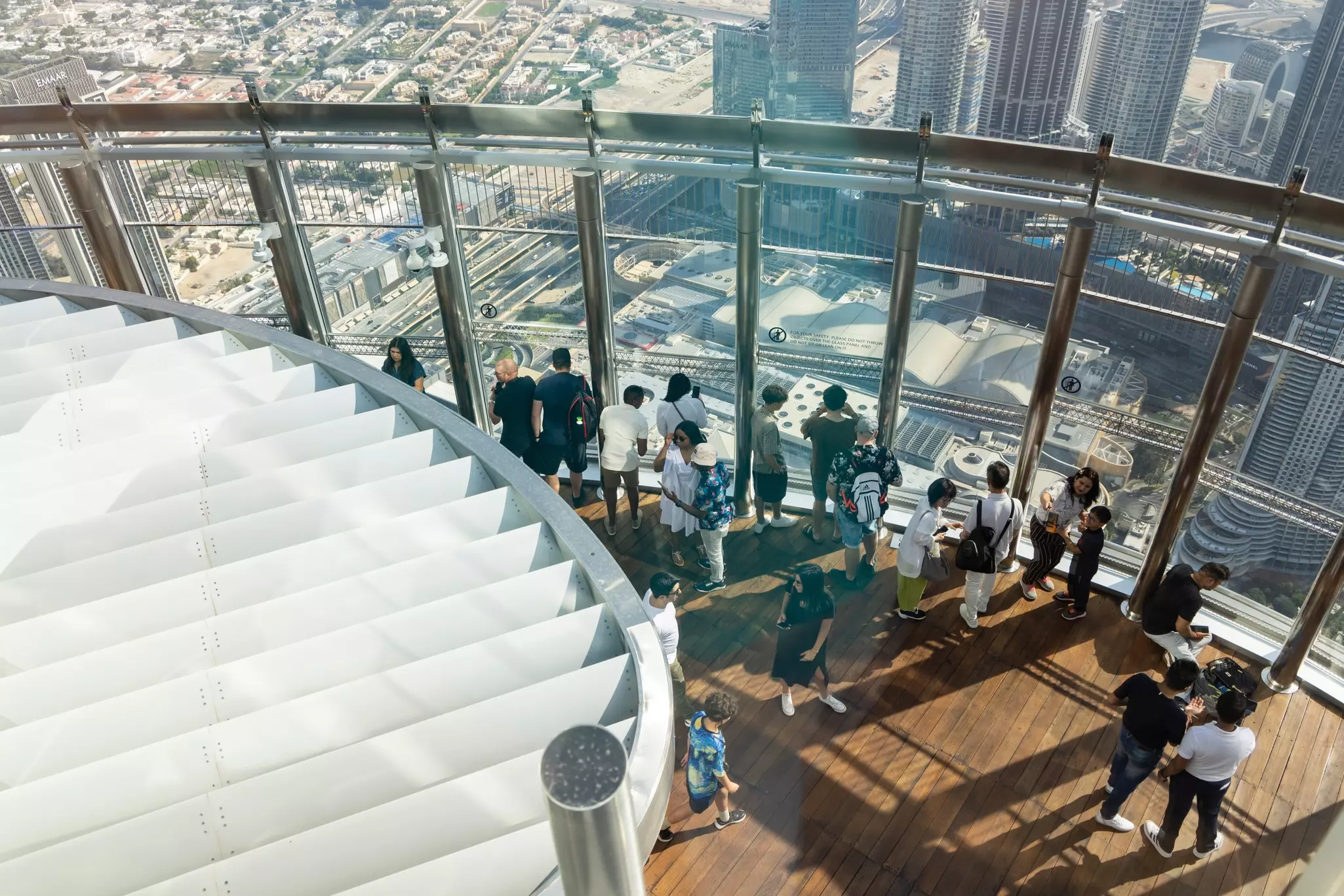 View from the At The Top observation deck at level 124 of Burj Khalifa skyscraper.