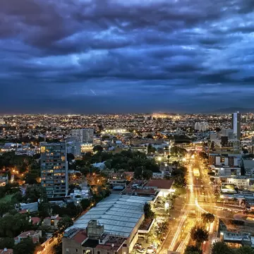 Overcast sky above city at dusk, Guadalajara.