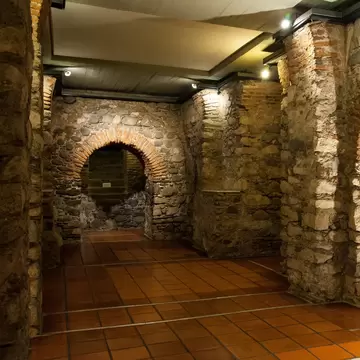Ruins and structures of the Jesuit crypt, part of the Manzana Jesuitica historical and cultural heritage of humanity. Cordoba, province of Cordoba, Argentina.  
