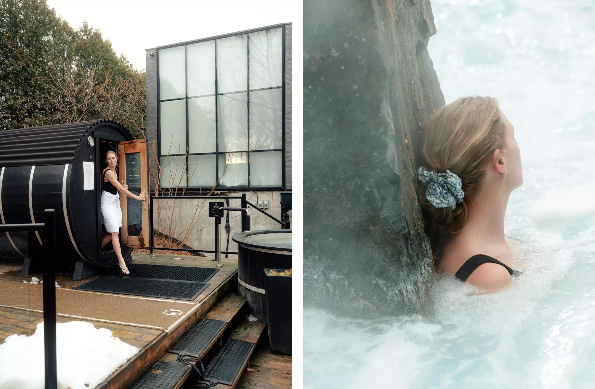 MONTREAL, QUEBEC, CANADA. NOVEMBER 2025 Morning visit to the Strom Spa on Nun's Island.
Diptych for Tourisme Montréal