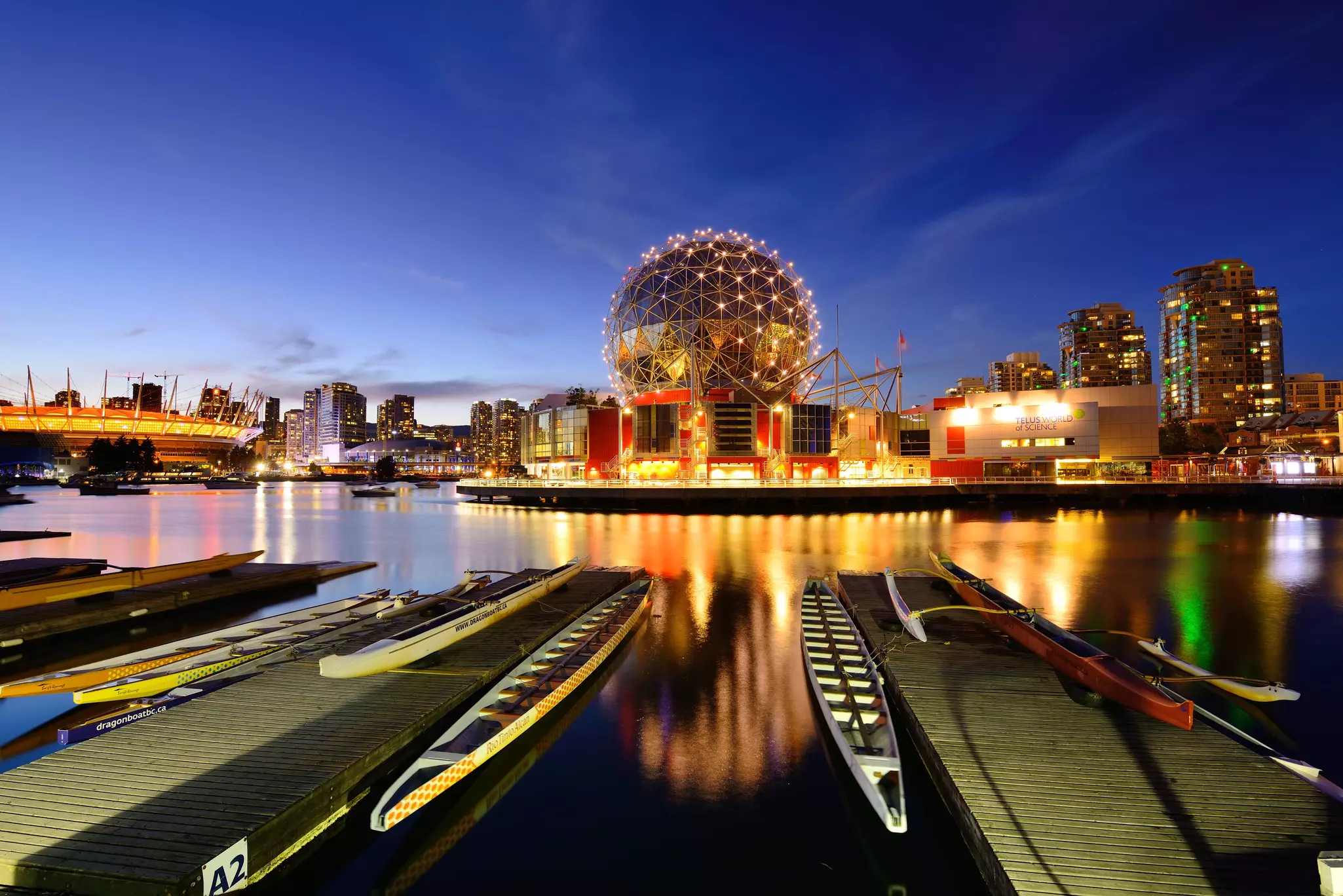 Science World waterfront of False Creek in Vancouver, Canada. With 603k population, it is one of the most ethnically diverse cities in Canada.