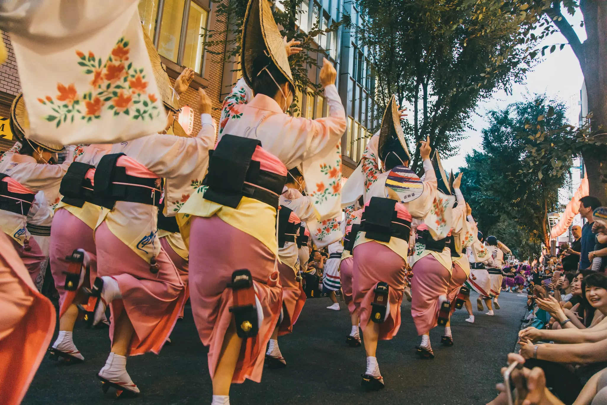 A procession of dancers in Kagurazaka.