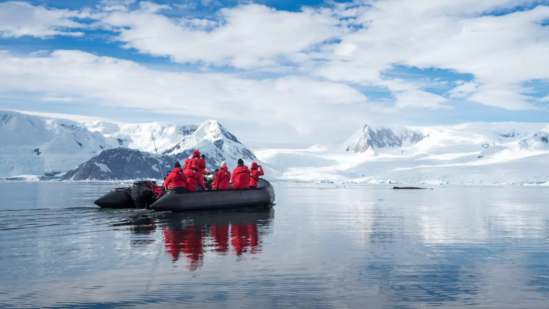 Inflatable boat full of tourists, watching for whales and seals, Antarctic Peninsula, Antarctica  License Type: media  Download Time: 2022-03-30T22:45:02.000Z  User: joe_lp  Is Editorial: No  purchase_order:   