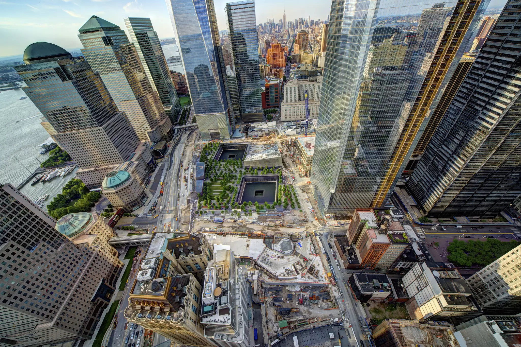 Aerial view of the National September 11 Museum and Memorial.