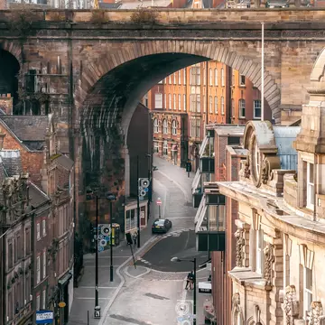 Rooftop View of Side and Dean Street from Tyne Bridge in Newcastle upon Tyne, UK  License Type: media  Download Time: 2023-03-28T06:40:18.000Z  User:   Is Editorial: No  purchase_order:   