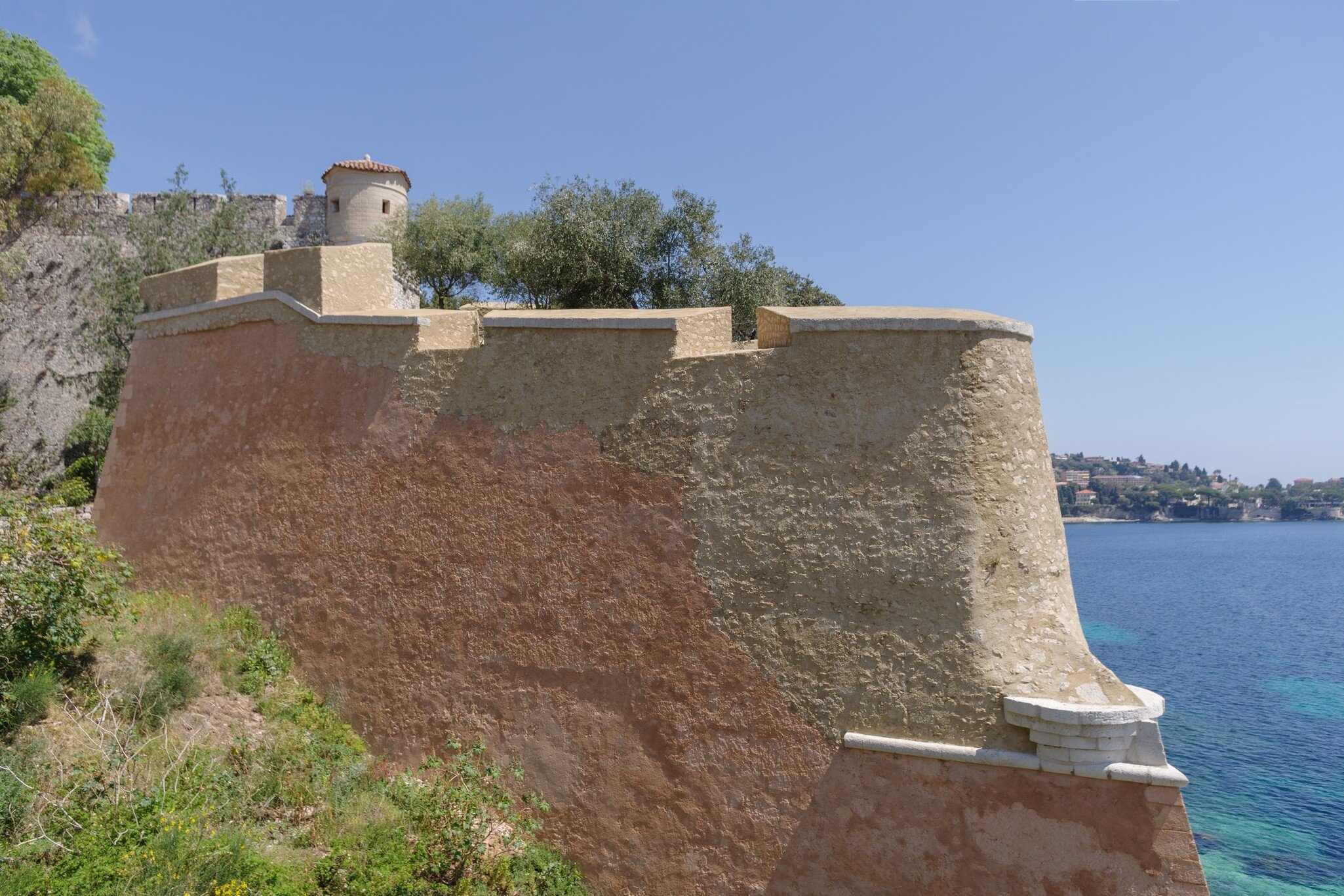 St. Elme Citadel of Villefranche sur Mer, France, built in 1557 now houses the Town Hall, a convention centre, museums and an open-air theatre. Nice, France.