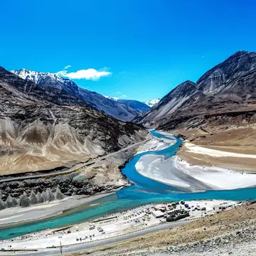 The confluence of the Indus and Zanskar rivers in Nimmu, Ladakh. Suraj Naik 2307/Shutterstock