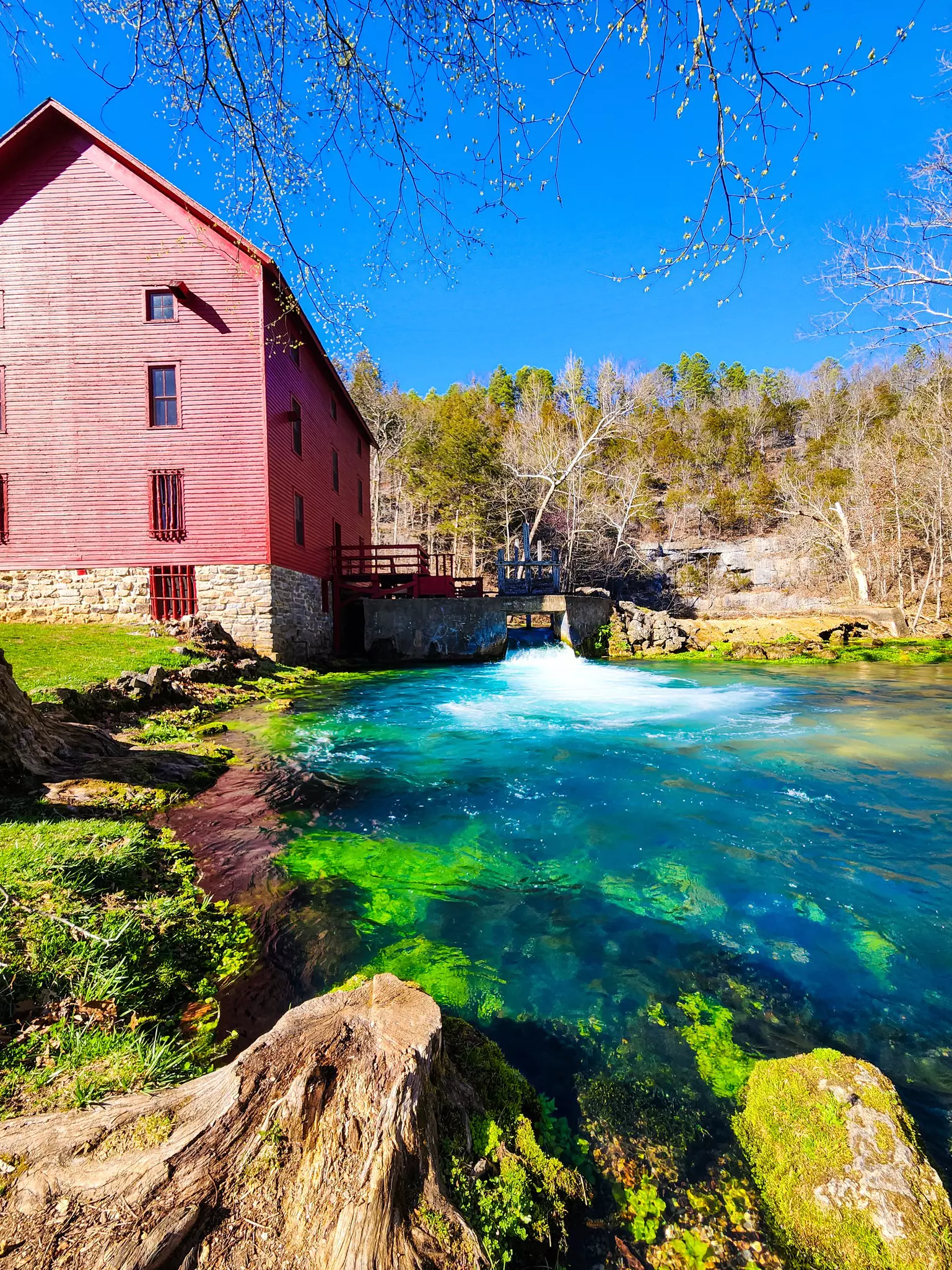 Red historic Alley mill in the Ozarks, Arkansas