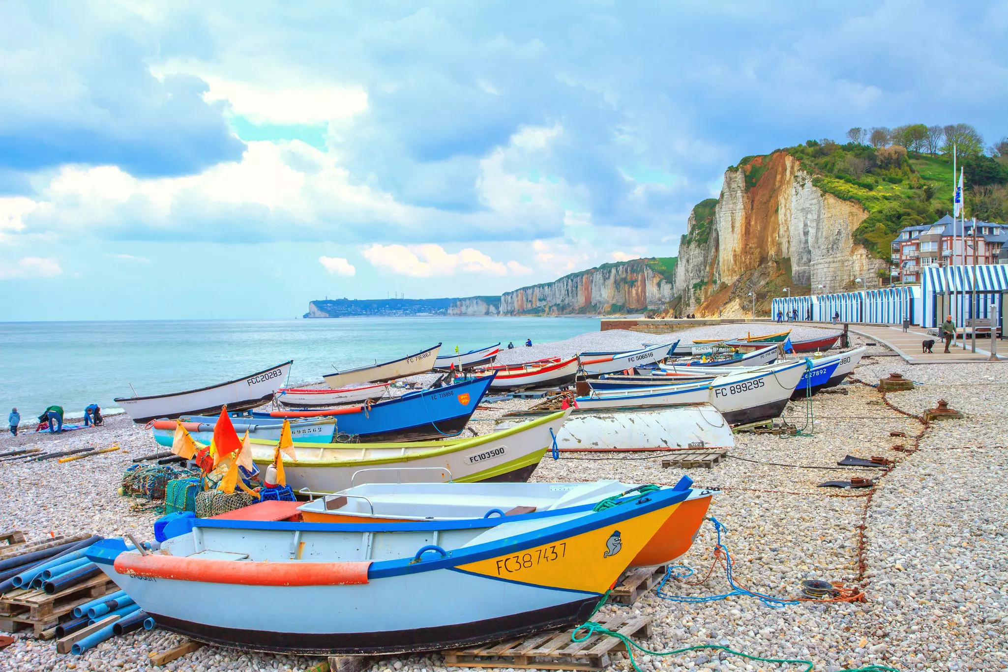 Boats on the beach at Yport, France.