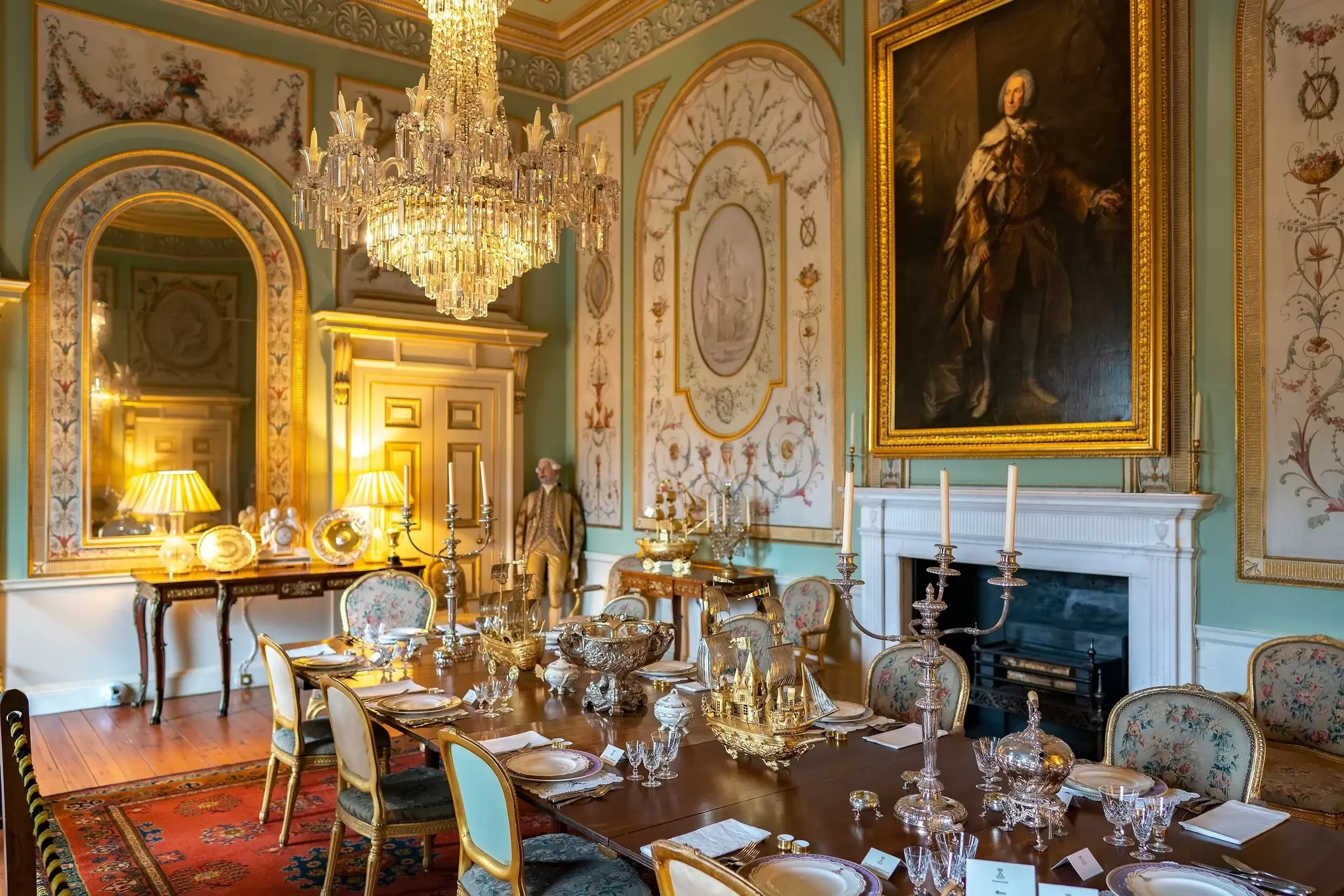 Grand interior of a room gilded in gold inside the Inveraray Castle, a country house near Inveraray in the county of Argyll, Scotland 