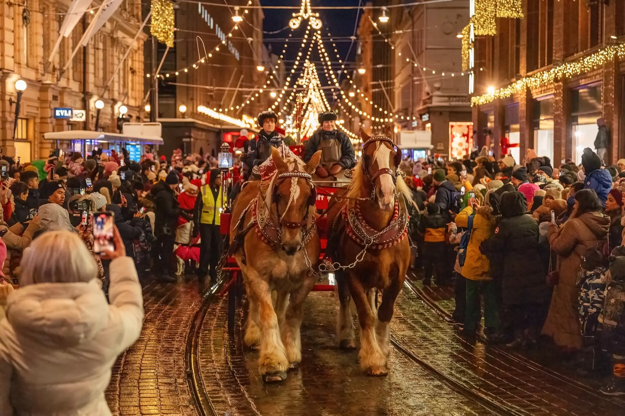 Christmas opening ceremony of Helsinki on street Aleksanterinkatu, Finland