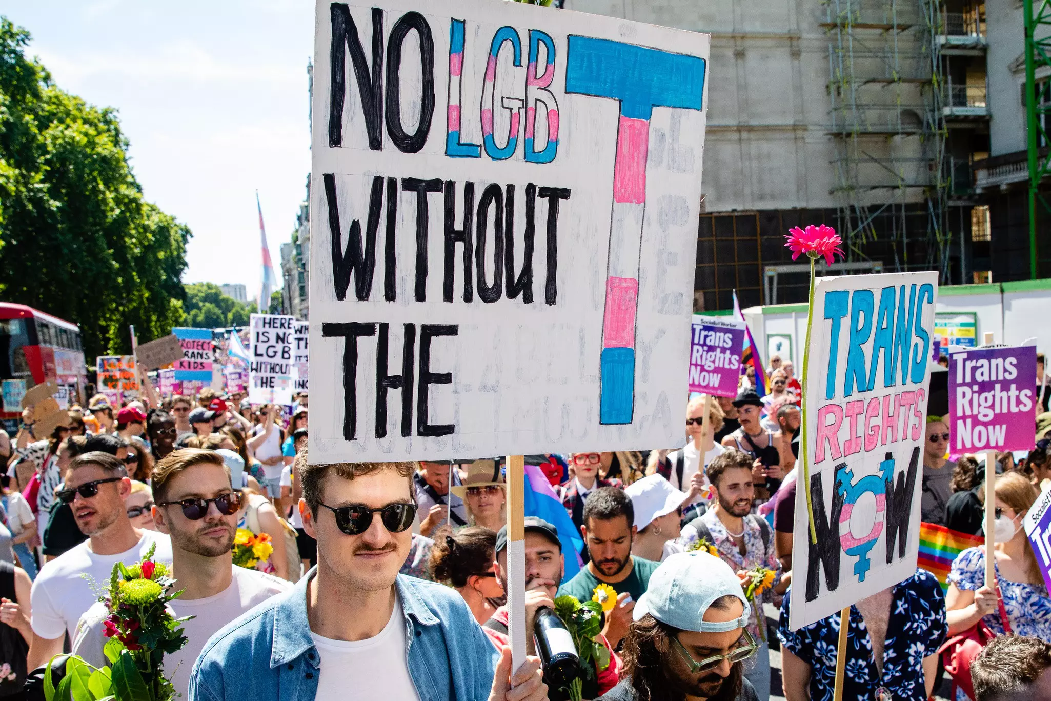 Thousands of people take part in a London Trans+ Pride march in July 2022 © Mark Kerrison / In Pictures via Getty Images