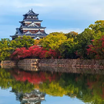 Hiroshima castle on the side of Otagawa river in autumn .
ancient, architecture, asia, asian, attraction, autumn, building, castle, culture, defence, east, emperor, fall, fort, fortification, hiroshima, hiroshimajo, history, honshu, japan, japanese, kansai, landmark, landscape, old, oriental, otagawa, park, river, samurai, sightseeing, stone, tourism, tourist, tower, traditional, travel