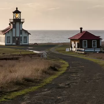 Point Cabrillo Light Station at sunset in Mendocino, California., License Type: media, Download Time: 2025-03-03T22:36:00.000Z, User: rhylton_redventures, Editorial: false, purchase_order: 56530 - Guidebooks, job: Lonely Planet WIP, client: Lonely Planet WIP, other: Rhianydd Hylton