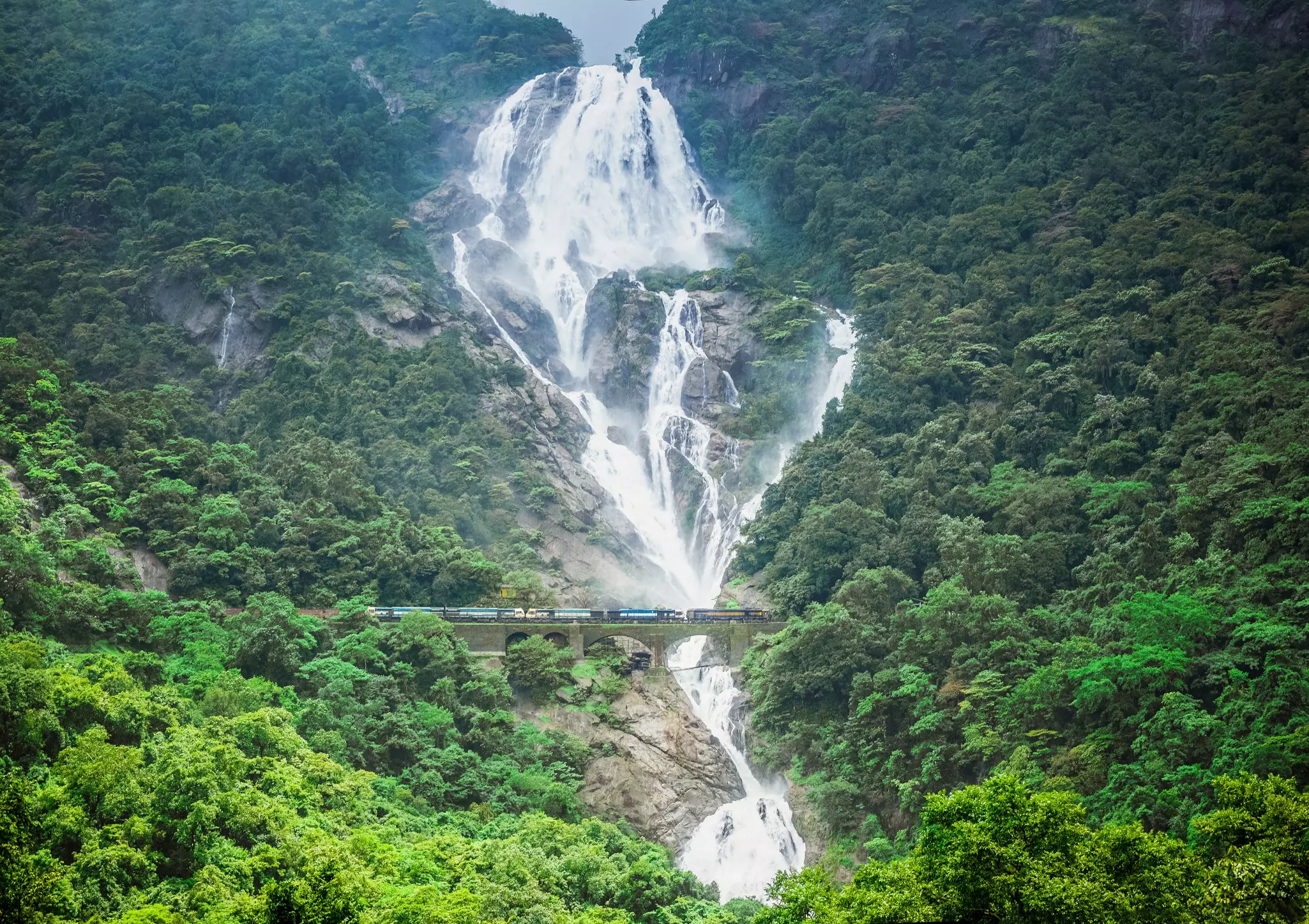 You’ll pass directly by wondrous Dudhsagar Falls on the Goa Express © Getty Images/500px Plus