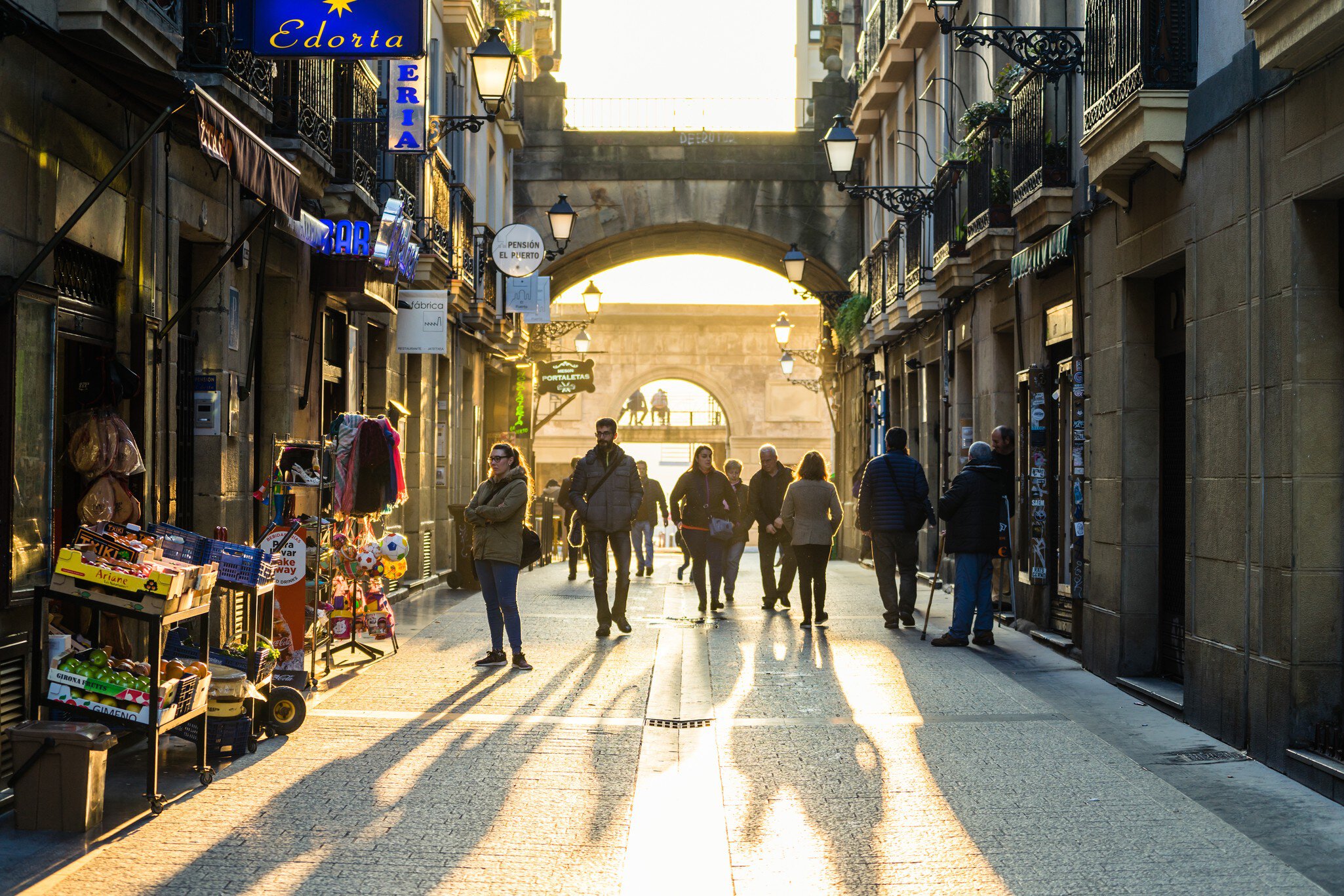 SAN SEBASTIAN, SPAIN - FEBRUARY 22, 2017: typical street in the old town