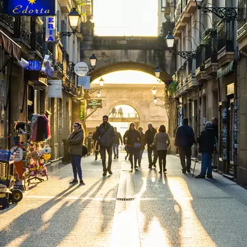 SAN SEBASTIAN, SPAIN - FEBRUARY 22, 2017: typical street in the old town