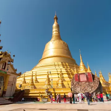 Bago, Myanmar-February 21,2014:Lots of traveler in Shwemawdaw pagoda,The tallest pagoda in Myanmar. http://www.istockphoto.com/stock-photo-32035640-shwemawdaw-pagoda-bago-myanmar.php?st=4e21bca http://www.istockphoto.com/stock-photo-19308612-shwem...