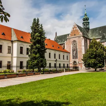 Exterior of the Mendel Museum and St Thomas's Abbey, where Gregor Mendel conducted his experiments on peas. Brno, Czech Republic (Czechia). 