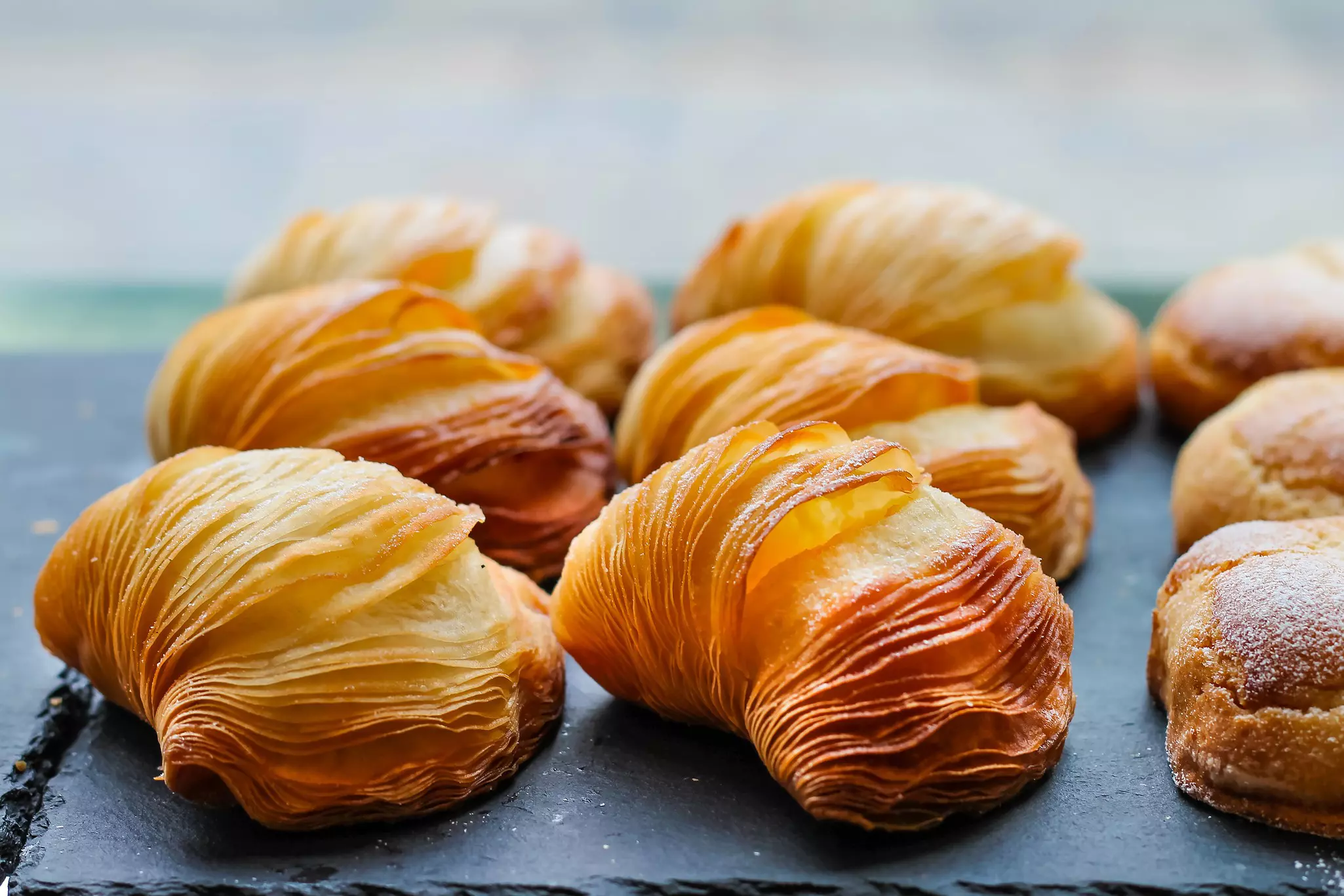 Crispy sfogliatelle are typical Neapolitan pastries