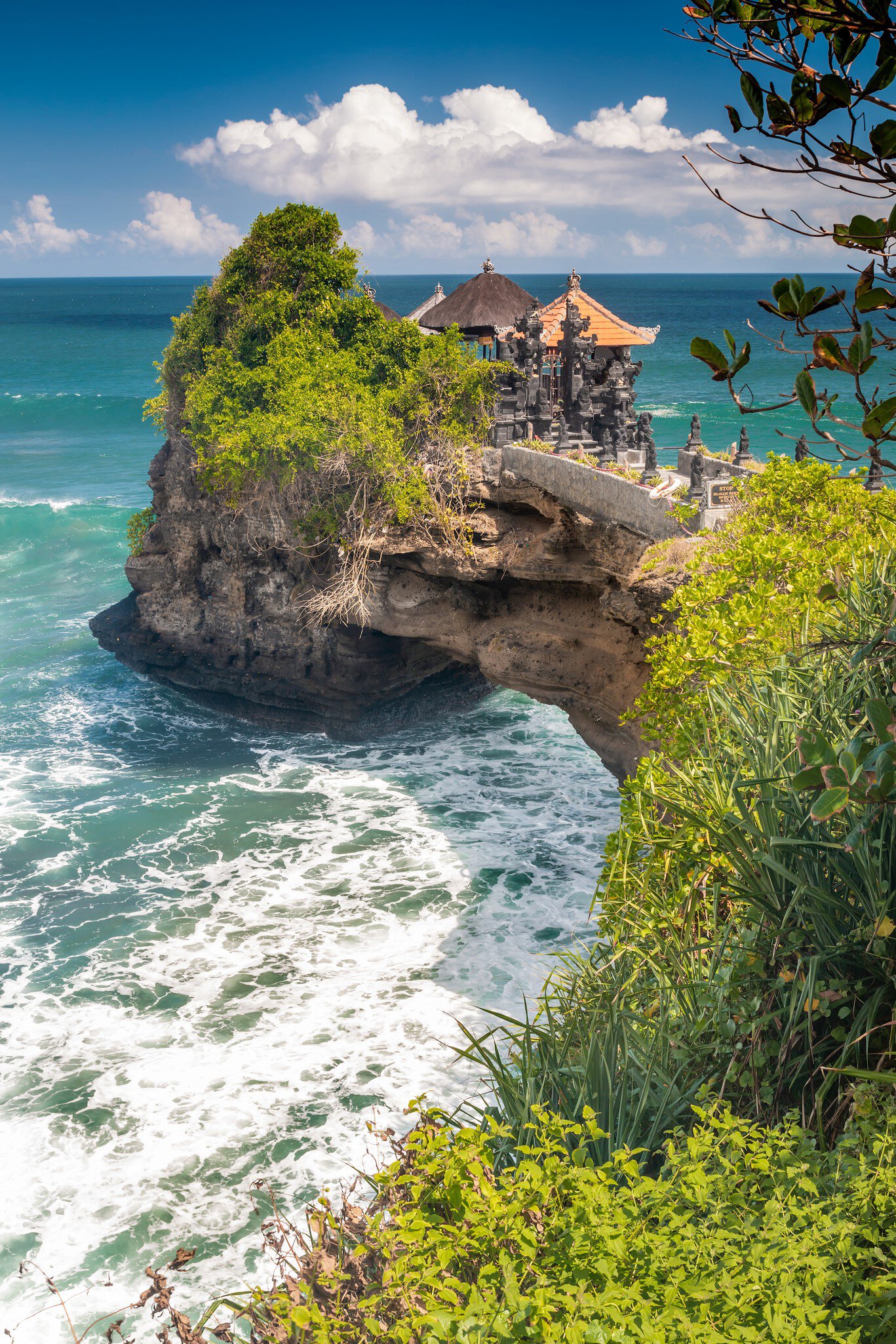 Pura Batu Bolong, a traditional Balinese temple located in Lombok, Indonesia.
