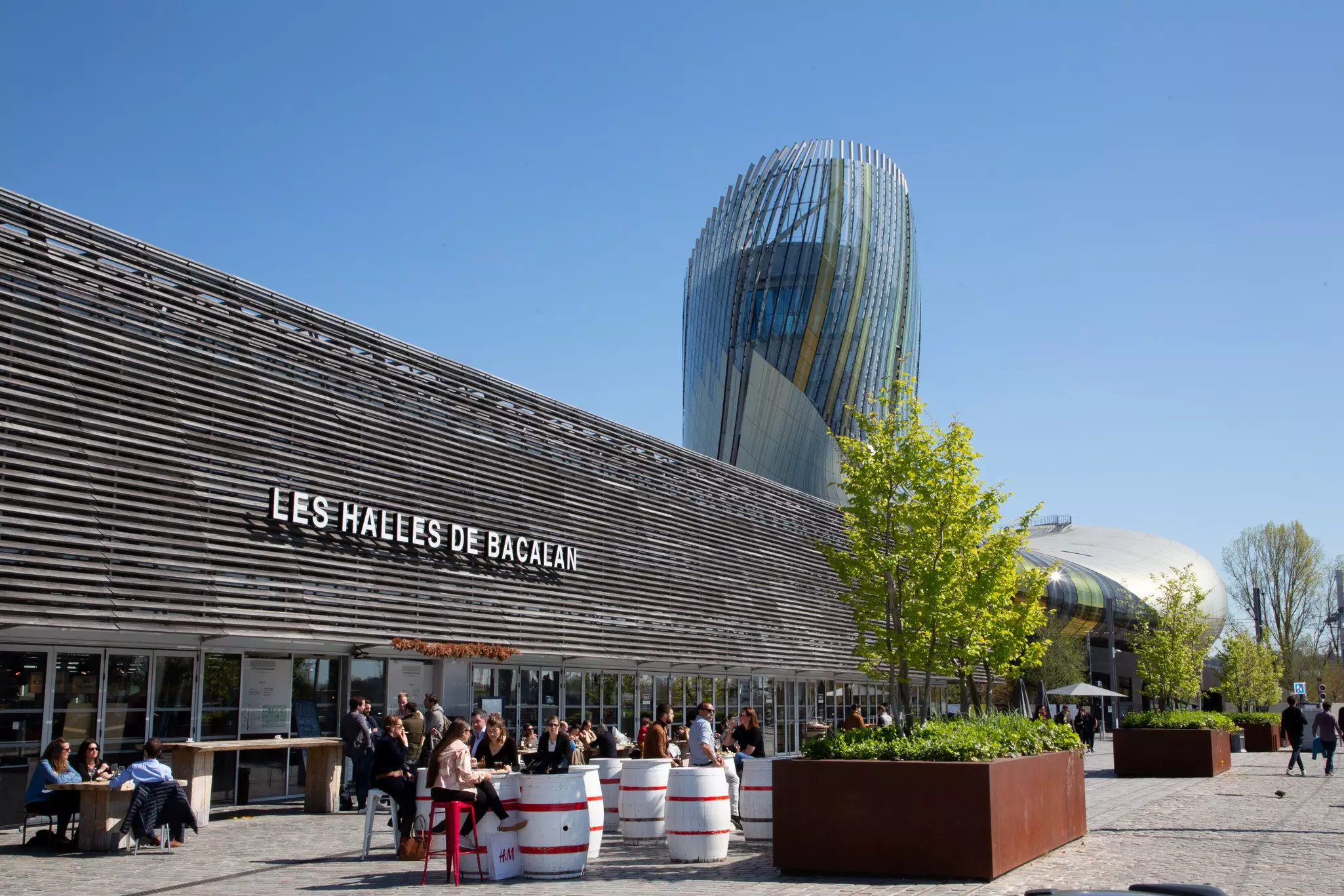 Halles de Bacalan Bordeaux with cite du vin background