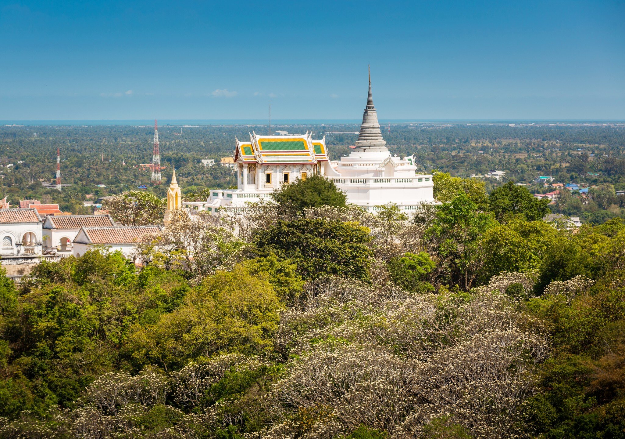 Temple on topof mountain,Architectural details of Phra Nakhon Khiri Historical Park (Khao Wang), Phetchaburi (Thailand)