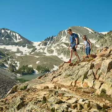 People hiking through the mountains in Colorado, USA.