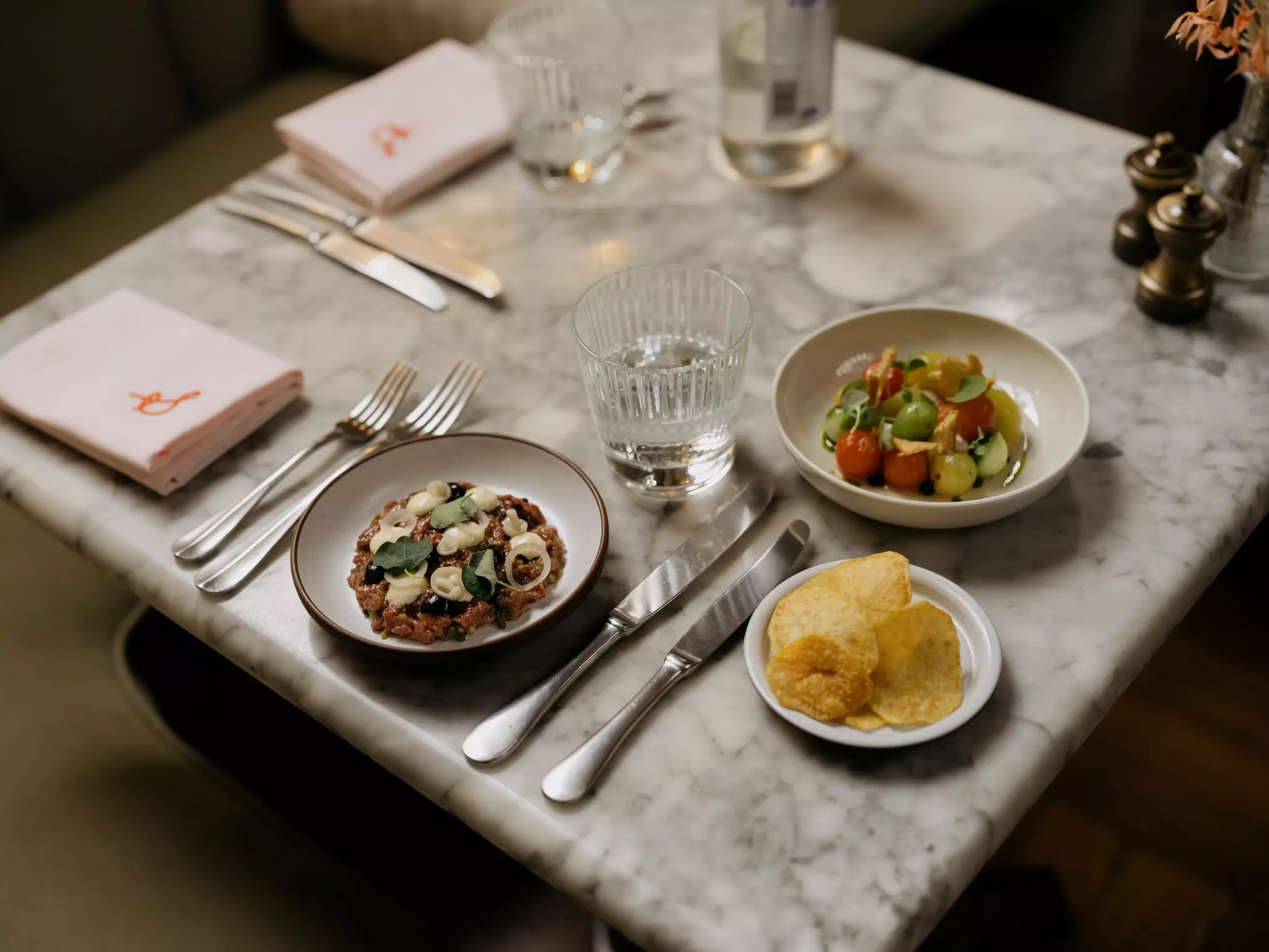 An upmarket restaurant lunch at The Spence in Edinburgh, Scotland. 