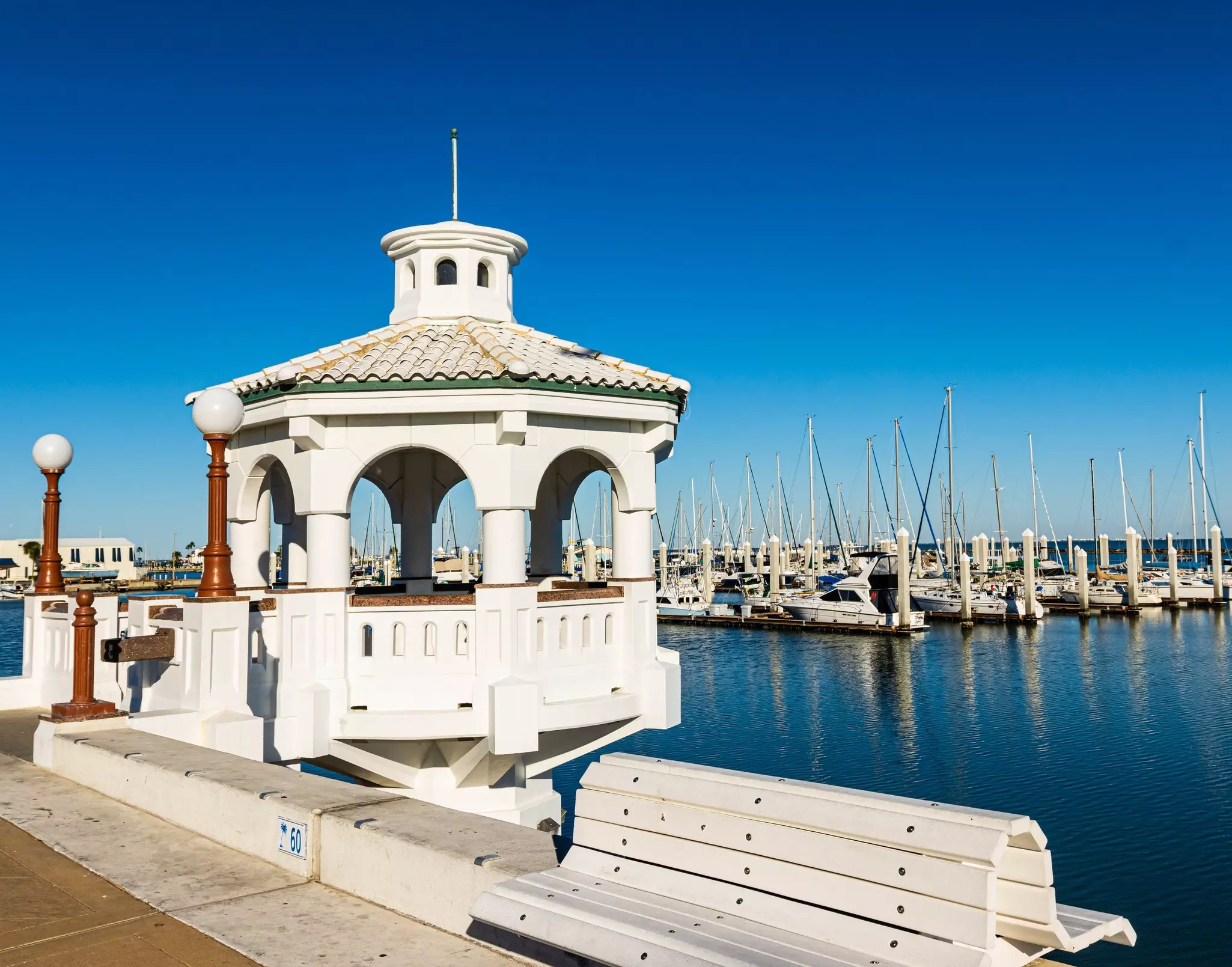 White Gazebo on the L Head Seawall, Corpus Christi, Texas