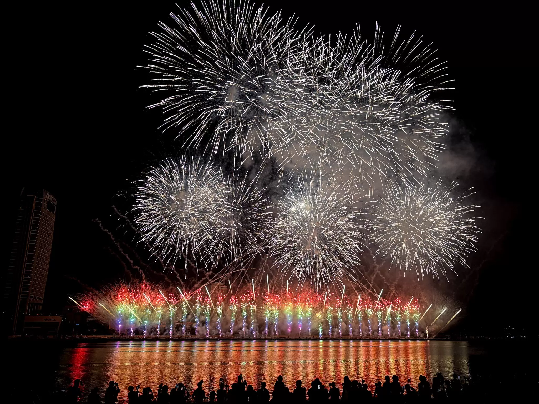 Fireworks explode over a river in Danang, Vietnam