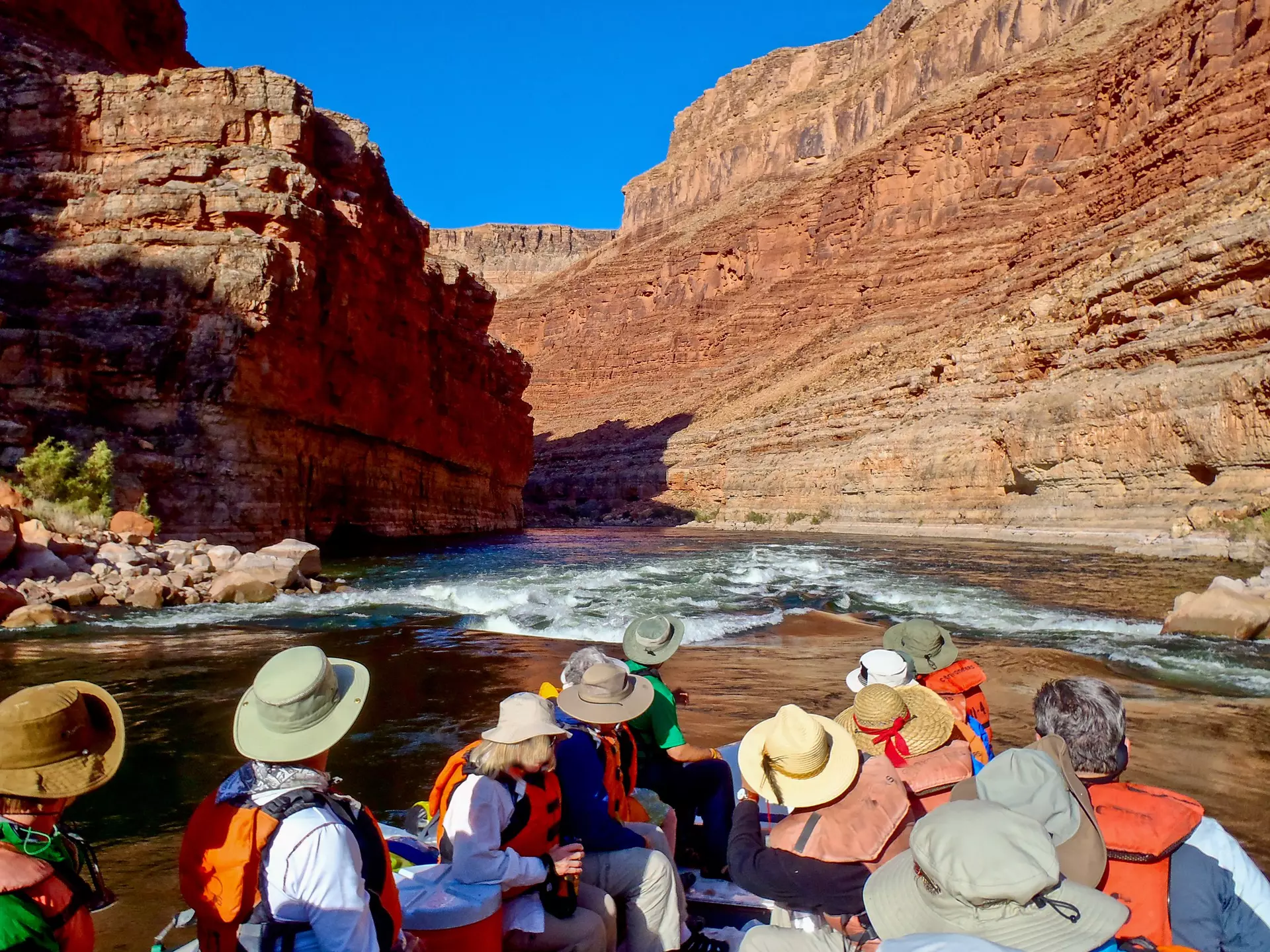 Rafters on the Colorado River in the Grand Canyon