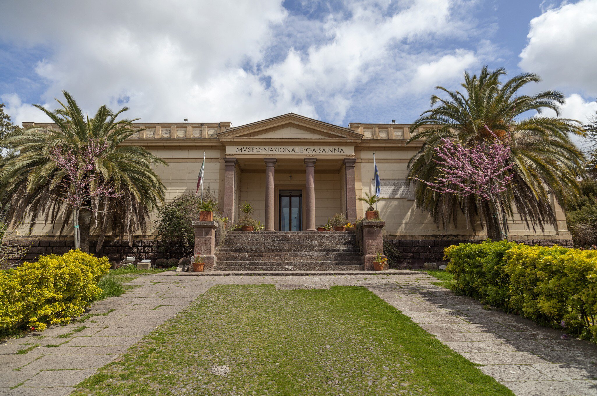 Facade building National Museum, Museo Nazionale Giovanni Antonio Sanna, Sassari, Sardinia, Italy.