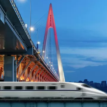 A high-speed train in Chongqing, China. QinJin/Shutterstock
