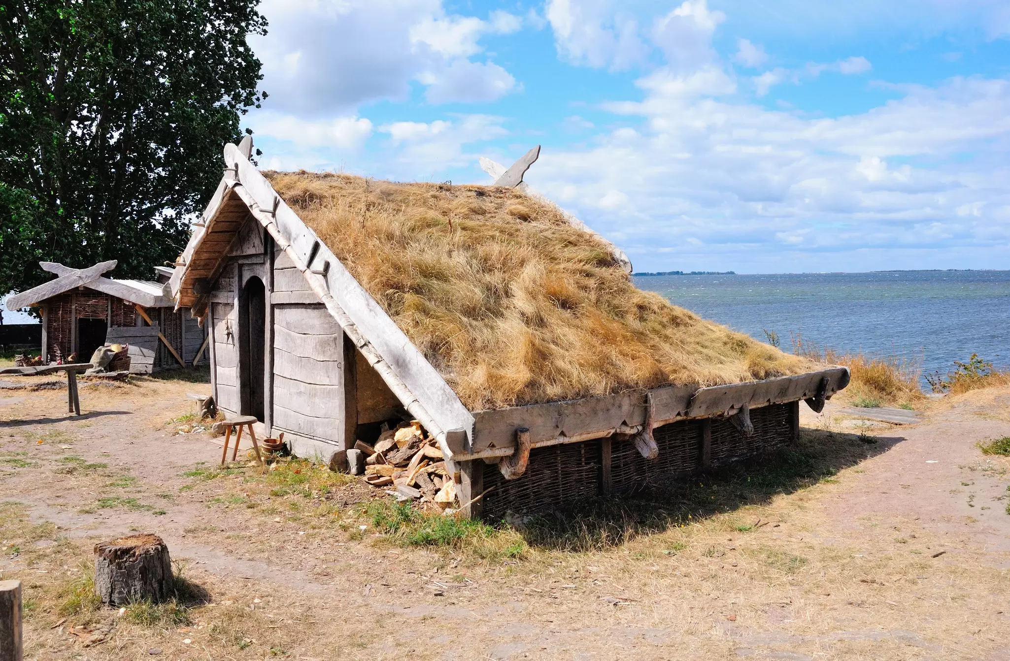 HÃ¶llviken, Sweden - August 5, 2018 - Recreated Viking Age settlement at Foteviken Museum in southern SkÃ¥ne (Scania)  License Type: media  Download Time: 2023-08-02T16:59:16.000Z  User: FergalCo  Is Editorial: Yes  purchase_order:   