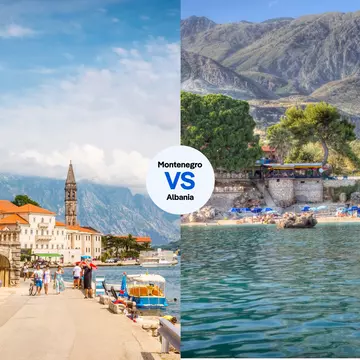 Montenegro (Perast pictured left) and Albania (Dhërmi pictured right) should both be on your travel wishlist. But how do you decide which one to visit first? L: Olena Znak/Shutterstock. R: Dave Long/Getty Images