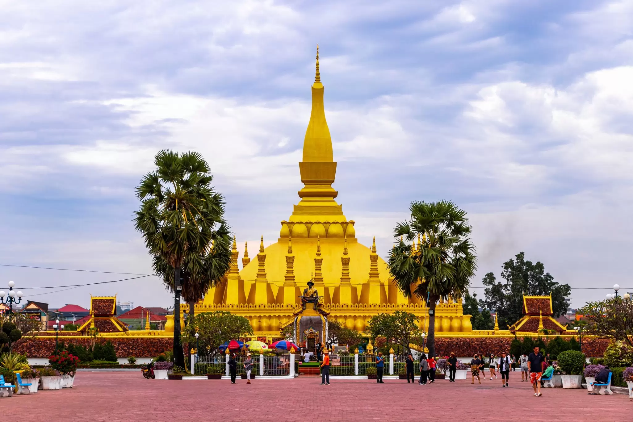 Pha That Luang golden stupa and temple in Vientiane Laos in Southeast Asia.