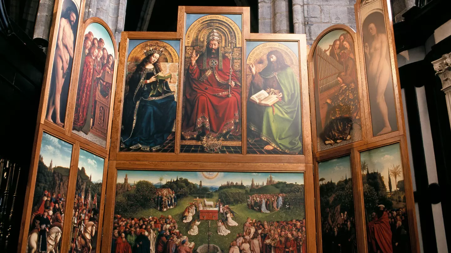 The Ghent Altarpiece inside St Bavo Cathedral. Invictus SARL / Alamy Stock Photo